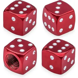 4PCS Dice Style Tire Valve Stem Caps, with O Rubber Ring, Universal Aluminium Alloy Dustproof Tire Valve Stem Covers for Cars, SUV, Trucks, Bikes, Motorcycles, Bicycles