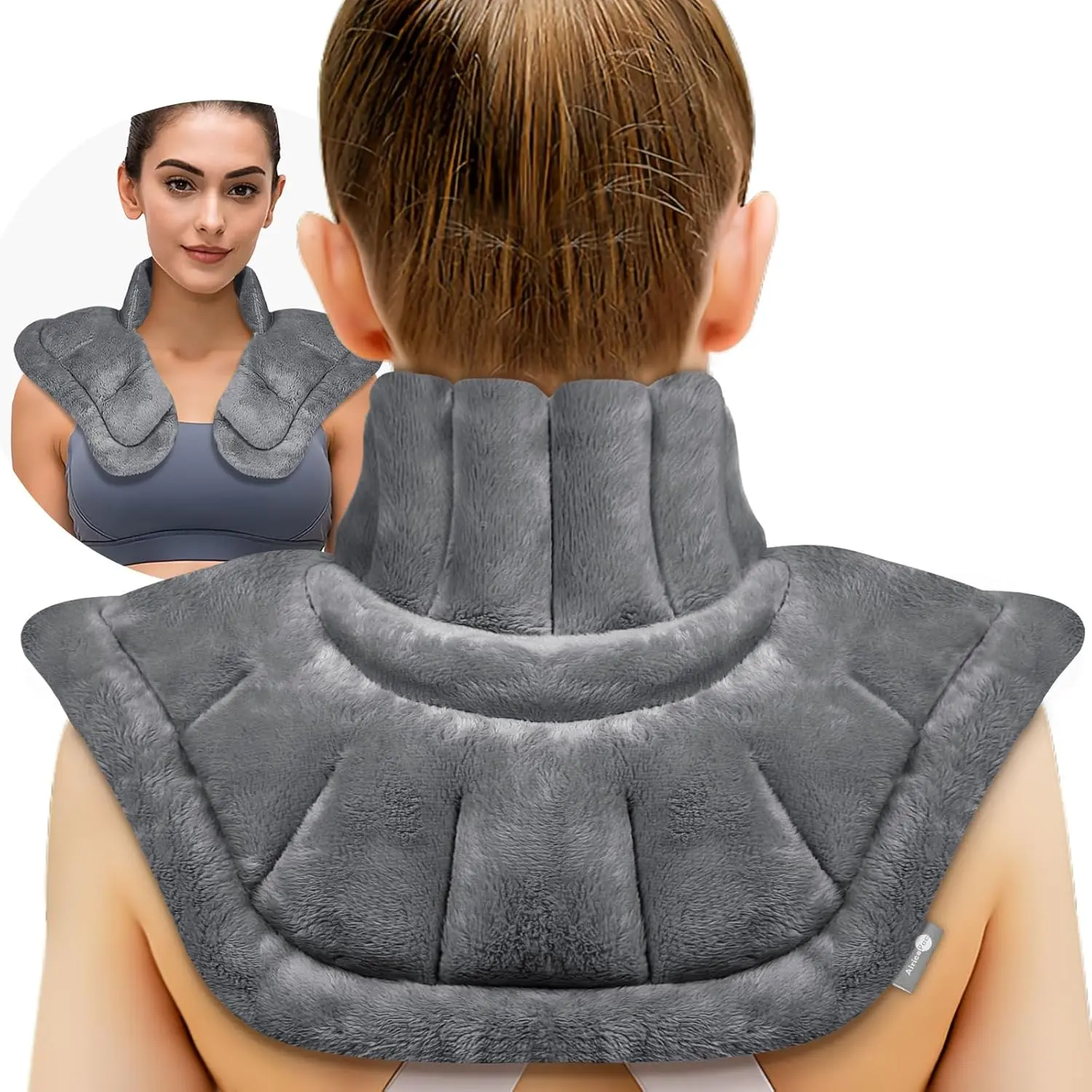 Weighted Microwave-Safe Neck Wrap, Unscented Gray Heating Pad for Neck, Shoulder & Back Pain Relief with Soothing Moist Heat (Home Supplies, Party Gift Option)
