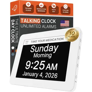 Day Clock 2026 for Seniors, 8" Large Digital Calendar Dementia Clock with Talking Function, Alarms, Easy-to-Read Display for , Day Date Time, Medication Reminder, DST, White