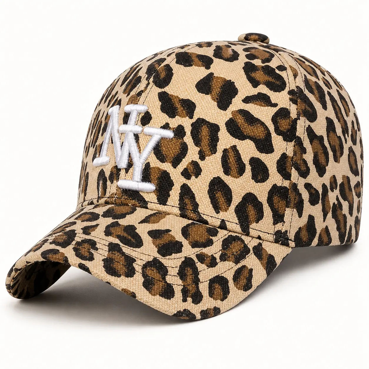 Leopard Print Baseball Cap with  N.Y. Letter Embroidery AdjustableCotton Hat for Men and Women Casual and Sporty Look Cool Hats Fashionable Hats