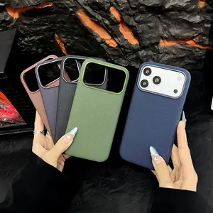 Premium Magnetic Woven Leather iPhone Case Support MagSafe - Silicone Edge Shockproof Cover for iPhone 17 Pro Max, 16, 15, 14, 13 Pro Max,Business Stylish