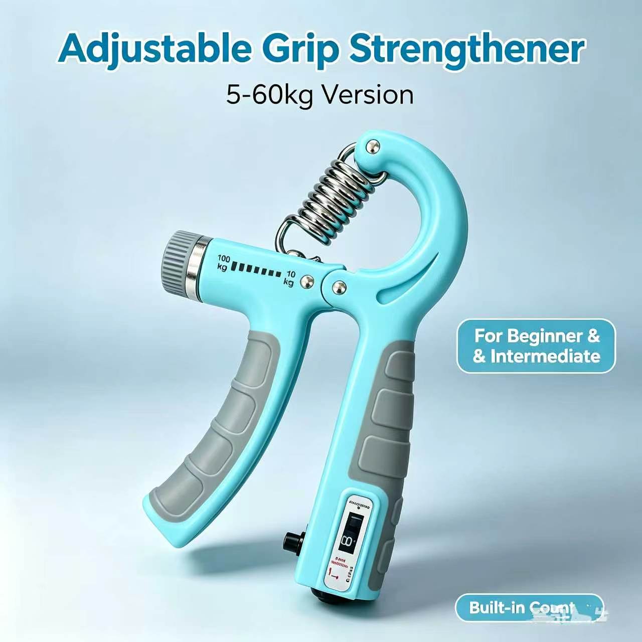 Unisex Counting Grip Strength Trainer Kit - Adjustable Resistance Forearm Exerciser with Built-in Counter, Hand Squeezer, Finger Stretch Stretcher, Grip Ring, Relief Ball for Golf Tennis, Rock Climbing, Injury Recovery