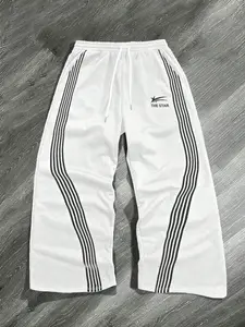 Unisex Loose Graphic Sweatpants, Wide Leg Fitted Design, Drawstring Waist, Soft Comfortable Fabric, Streetwear Casual Style, Soft Comfy Sweatpants