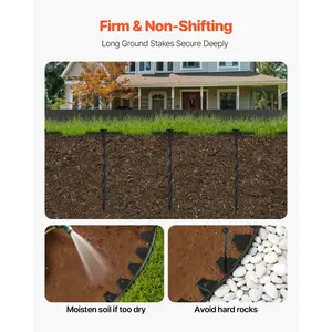 Fathersdaygift VEVOR Landscape Edging Border, 10Pcs 6 ftx 1.6 in Plastic Garden Edging with 60 Spikes, Sun-Resistant Flowerbed Borders, DIY Layout, No Dig Garden Edger Border Divider for Lawn Edgings for Yarddealsforyoudays