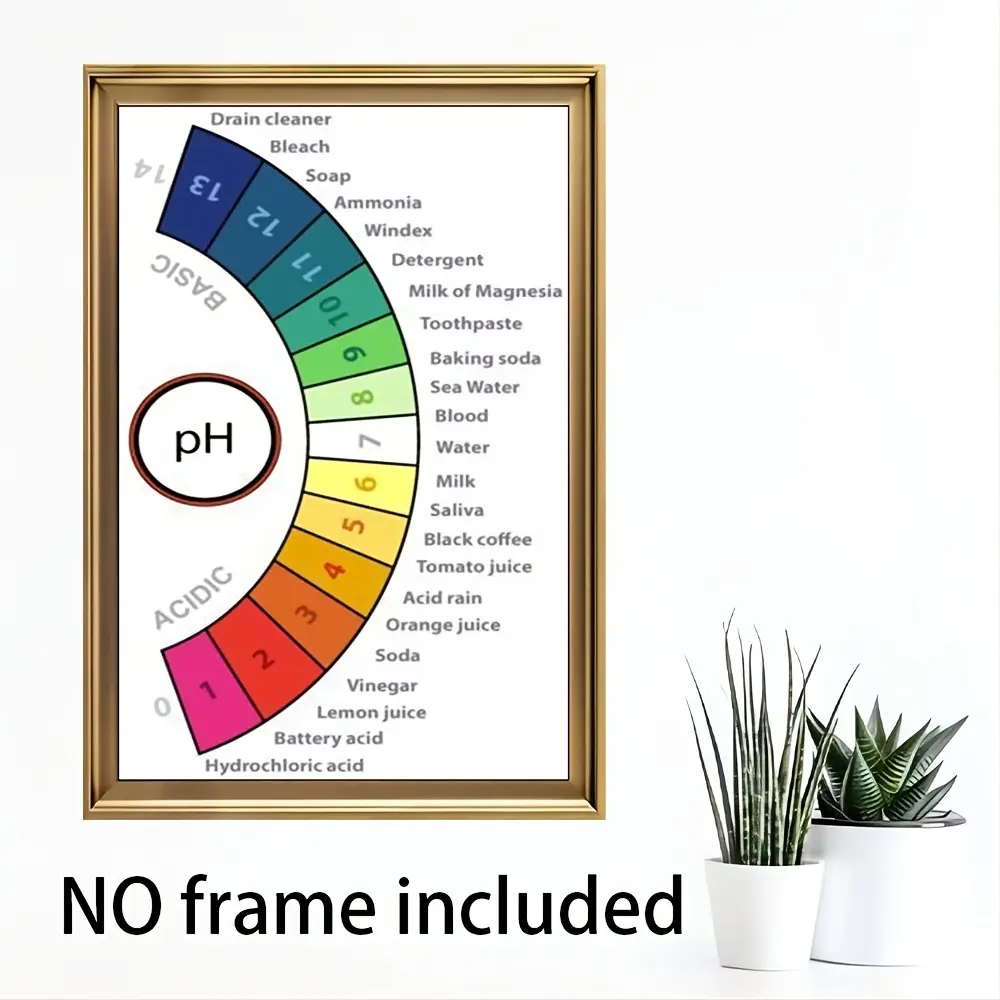 15.7x23.6 In Decorative PH Scale Chart Poster, Frameless Canvas Printing Educational Chemistry Wall Art, School & Home Decoration, Science Lovers' Gift, 15.7*23.6 Inches