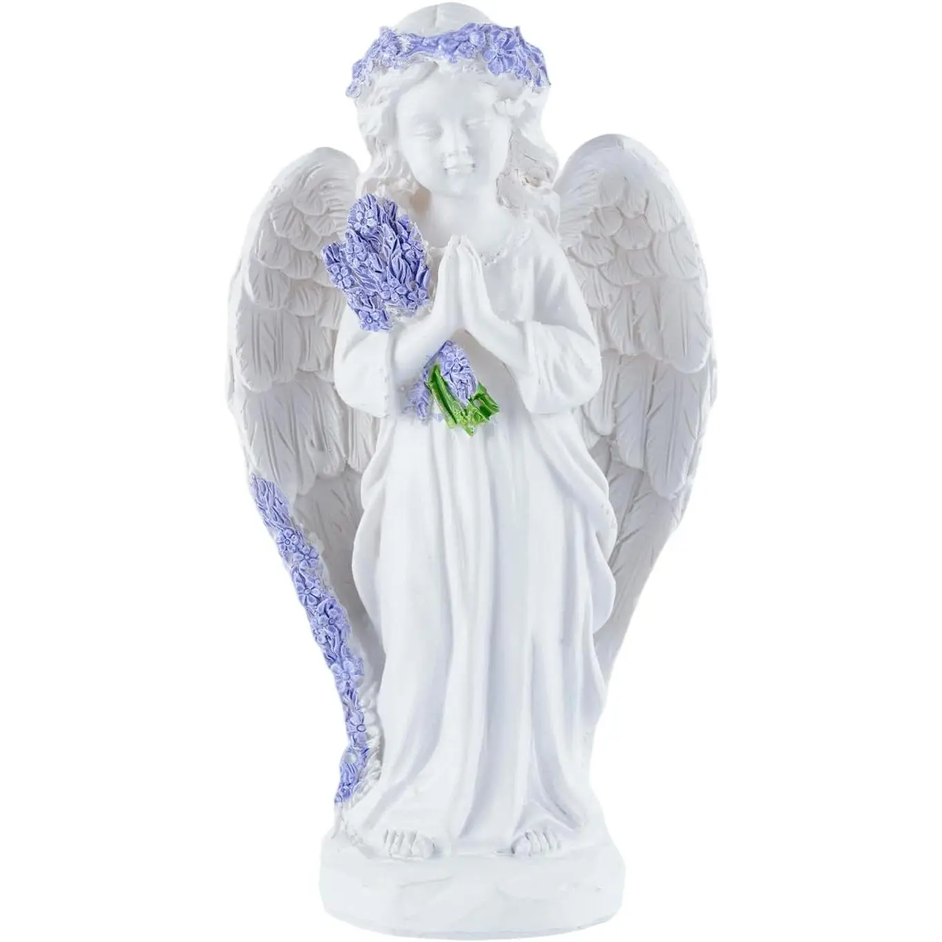 Beautiful Guardian Angel Statue Praying Angel Figurines with Lavender Resin Outdoor Angel Statues for Garden Yard Decorations Catholic Home Decor Religious Birthday Gifts for Women