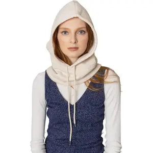 Unisex Sporty Snood Hat with drawstring Hood Scarf  Warmer Winter laclava Hood