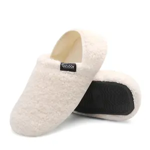 Indoor/Outdoor Faux Fur Slippers – Cozy Design Soft Rubber Sole Slip, Super Soft Lightweight & Closed-Back for Ultimate Comfort, Men & Women, Beige Cotton Breathable Cushioned Footwear, Unisex