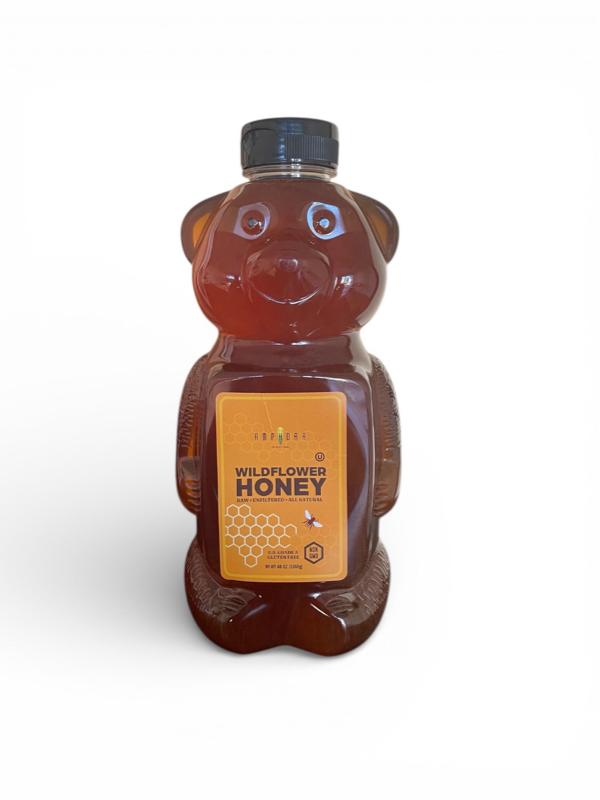 48 Oz Amphora Pure Honey - Natural Wildflower Honey in Bear-Shaped Bottle for Healthy Sweetening