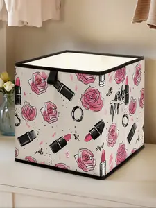 Rose Lipstick Print Open Storage Box, Stackable Drawer Organizer, Durable Multi-Functional Design for Home Dorm Room Organization
