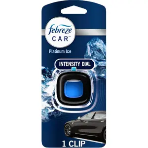 Febreze Car Vent Clip Platinum Ice Scented Car Accessories Long Lasting for Strong Odors 40 Days Freshness Steady Release Technology 1 Count