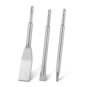 【Summervibes】VEVOR SDS Plus Chisel Set, 3 pcs SDS Plus Rotary Hammer Drill Attachments, Includes Point, Flat, & Angled Spade Chisels, Heat Treated 40Cr Alloy Steel, Sharp Edge for Demolition, Concrete and Brick