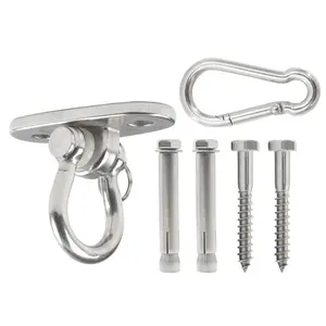 1Pcs Removable and Easy to Connect Stainless Steel Heavy Duty Swing Hangers, Swing Hooks, Swing Yoga Hammock Chair Sandbag, Swing Sets, 4 Expansion Bolts, 2000 LB Capacity