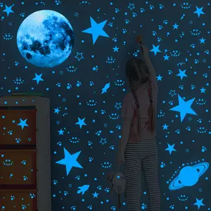 930pcs Glow in the Dark Stars and Moon for Ceiling, Glowing Stars and Planets Wall Stickers, Bedroom Decor, Glowing Galaxy Wall Stickers for Home Decor. Holiday Christmas Decorations, Gifts and Party (Blue)
