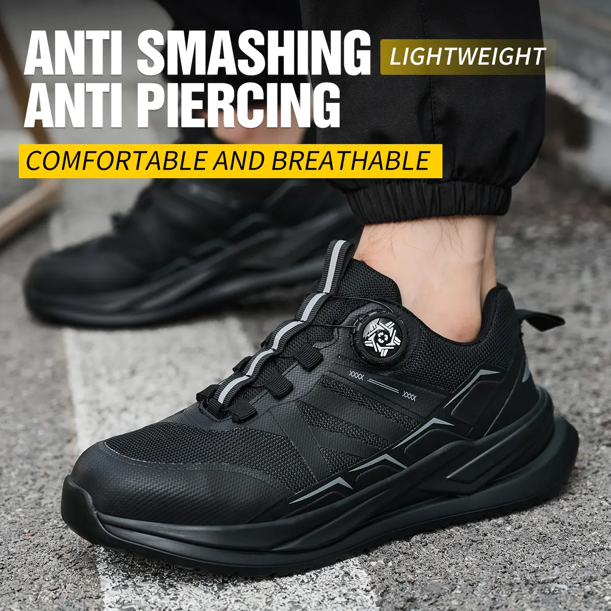 Men\'s Black Work Shoes skid resistant steel toe  - Durable Lace-Up Safety Shoes Chippewa Men main image 2