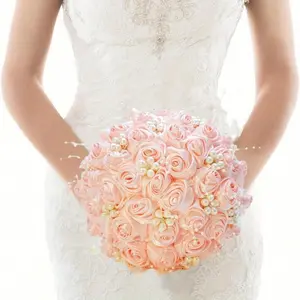 Bride Wedding Bouquet Round Blue Milky White Brooch, Tossing Bride Bridesmaid Wedding Wedding Lace