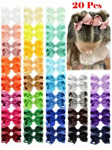 bilicaca 20pcs Random Color Cute Hair Clips, Satin Ribbon Pretty Bow Hair Clips, Hair Accessories Suitable For Girls, Toddlers, Children Daily Wear