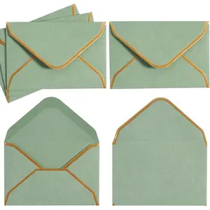 200 Pack Mini Envelopes Colorful Small Envelopes with  Border for Blank Note Cards, Business , 4 x 2.7 Inches (Sage-Green)