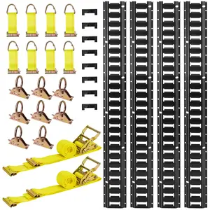 VEVOR E-Track Tie-Down Rail Kit, Summervibes,Summervibes, 4 Pack 7.7 ft E Track Rails, 26 Pcs Includes 2 Ratchet Straps & 8 O-Rings & 8 Tie-Offs with D-Ring & 8 End Caps, Fit for Garages Vans Trailers Motorcycles