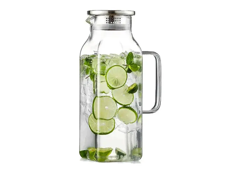 2 Liter 68 oz Square Glass Pitcher with Lid and Spout and Handle for  Fridge, Iced