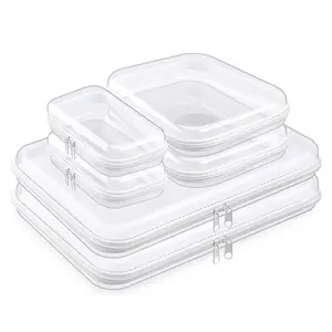 6 Pack Clear Hard Shell Zippered Cases, Portable Travel Makeup & Toiletry Organizer, Zippered Toy Storage, Pencil Case, Toy Storage Box, Clear Waterproof Travel Organizer Case, Transparent Makeup Organizer,Simple Style Vanity Drawer Organizer,Gifts for gf