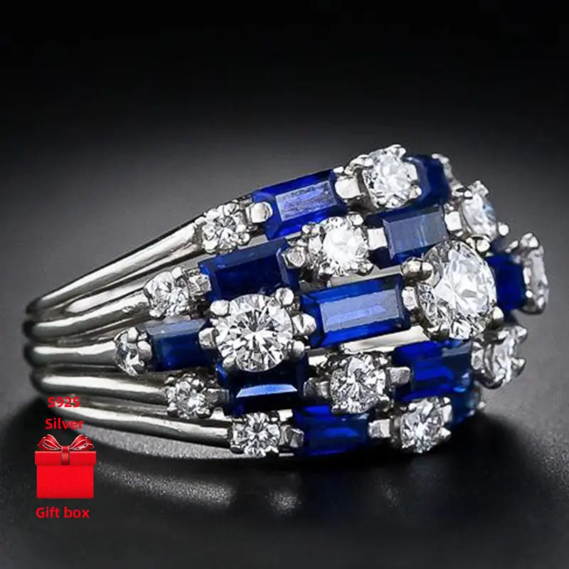 925 Sterling Silver Ring, Wide Face Ring, Ladies' Rings, Elegant And Exquisite.Fashionable Classic Rings, Gift Jewelry Boxes, Elegant Ladies, Suitable for Birthday Gifts, Holiday Gifts, Valentine'S Day Gifts, Suitable for Daily Wear
