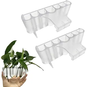 2 Pack 7 Holes Upgraded Aquarium Plant Holder Aquatic Plant Cup for Tank,Fish Tank Plant Holder with Long Hook- Pothos Plant Holder for Aquarium -Perfect for Aquascape Decorations on Top of Tank