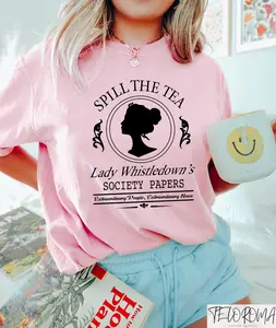 Spill The Tea Lady Whistledown's Shirt, Bridgerton Fashion, Society Papers, Tv Show Shirt, Short Sleeve Tee Shirt, Top Womenswear