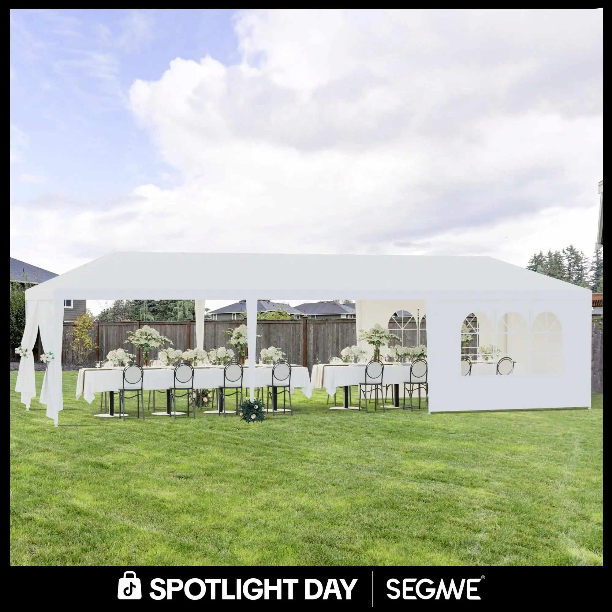 Segawe Rectangular Wedding Party Gazebo Tent with Removable Walls & Ground Stakes, Multi-Size Outdoor Shaded Canopy Shelter for White Patio Canopy Shade,summerwins,father'sdaygifts,campingessentials,campinggear