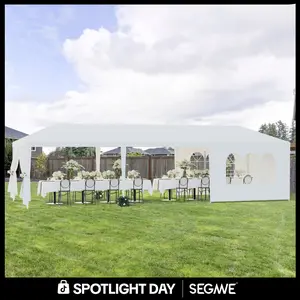 Segawe Rectangular Wedding Party Gazebo Canopy Tent with Removable Walls & Ground Stakes, Multi-Size Outdoor Shade Canopy Shelter for White Patio,summervibes
