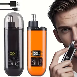 Portable Mini Electric Nose Hair Trimmer - Unisex, LED Battery Display, USB Rechargeable Ear, Nose, and Eyebrow Trimmer, High-Efficiency Blades, Suitable for Trimming Facial Eyebrows, Nose Hair, and Body Hair, Convenient for Travel, Men's Gift