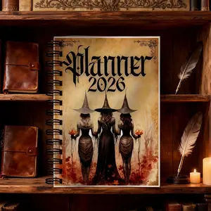 2026 Witch Book, Gothic Magic Diary for Rituals, Dream Tracking, Gratitude, Emotions & Reflection, Durable A5 Notebook, Spiral Notebook Journal