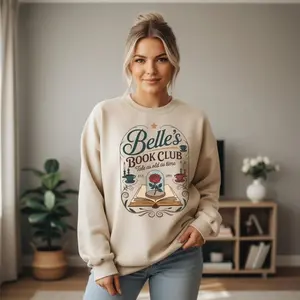 Retro #Belleee Book Club Sweatshirt, Tale as Old as Time Pullover, Beauty and Beast Sweater, Book Nerd Shirt, Reader Book Club Crewneck ZHA