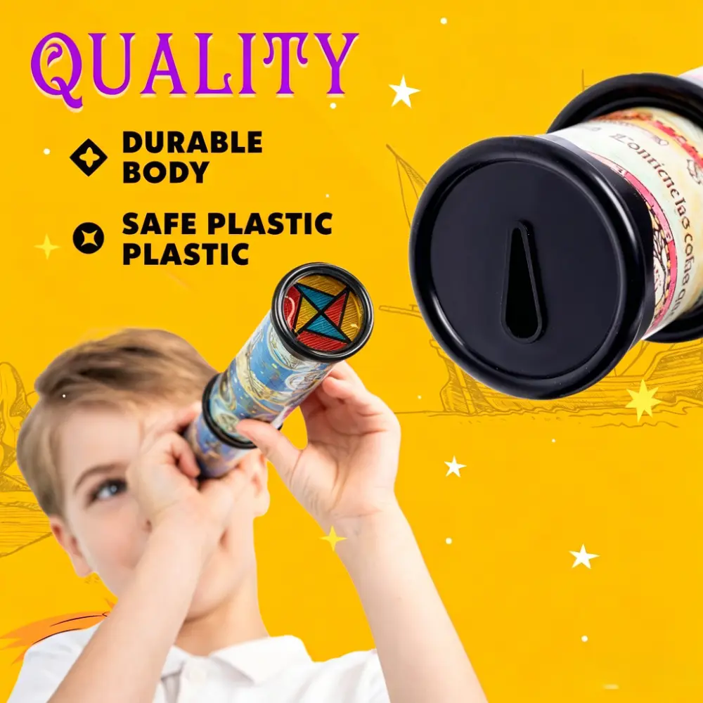 Retro World Map Handheld Kaleidoscope, Unisex Educational Puzzle Toy for Kids, 360° Rotating Lens, Telescopic Focus, Scalable Design for Indoor-Outdoor Leisure & Outdoor Recreation