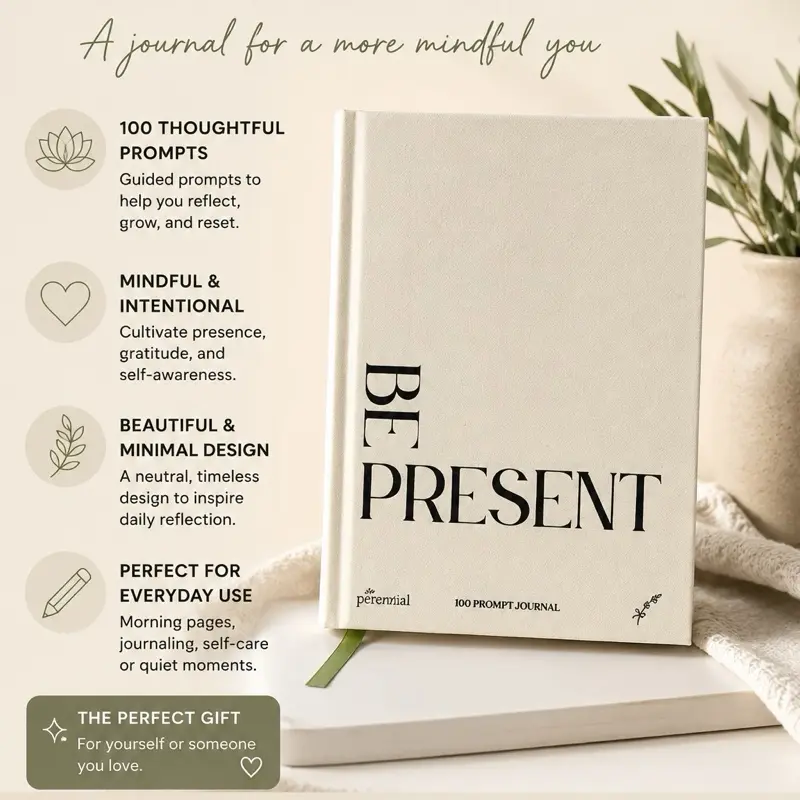 Be Present Guided Prompt Journal, 100 Prompts Included for Mindfulness Reflection