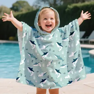 Infant Beach Bath Towel Set, Ultrafine Fiber Absorbent Hooded Towels, Shower Towels, Suitable for Babies 1-1.2m Height, Cute Pattern Wrapping Cloth