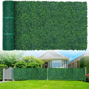 Artificial Boxwood Roll Panels,48"x 120"(40 sq.ft) UV-Anti Faux Ivy Leaves  Fence Screen Grass Wall Roll Panels for Indoor  Decor and Outdoor Garden Backyard