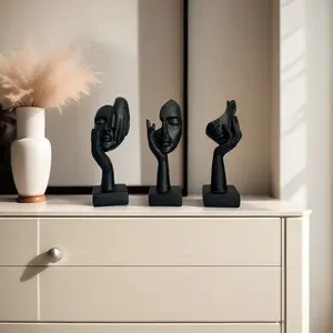 Minimalist Thinker Statue Trio, Clean Lines, Profound Presence, Thoughtful Touch for Reading Nook or Shelf, Decorative Figurine