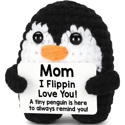 Mother's Day Birthday Gifts for Mom from Daughter Son, Handmade Crochet Mini Penguin Mom Gifts for Birthday Mama Mother in Law Bonus Step, Funny I Love You Stocking Stuffers for Moms Small Cute Decor valentines day gifts Mother's Day gifts tiktokshopsprin