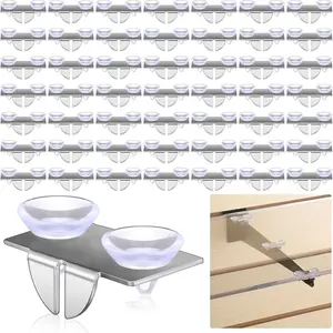 20 count Center Shelf Rest Clip with Rubber Cushion, Galvanized Metal Glass Shelf Brackets Balancing Clip for Brackets to Hang Glass, Metal,