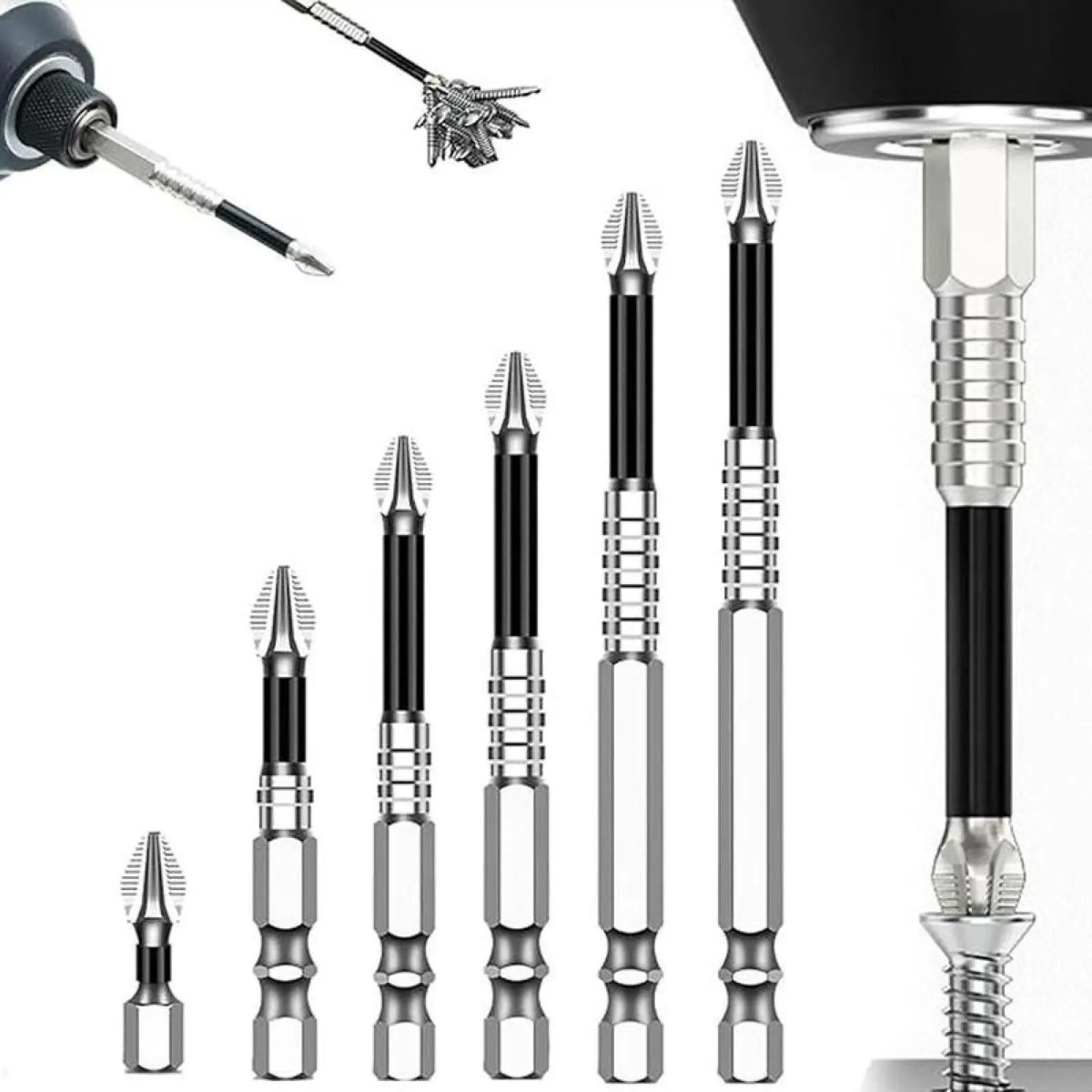 K5 Impact Driver Bit Set,Impact-Resistant and Non-Slip Bit,Titanium Alloy Impact Non-Slip Cross Head,High Magnetic Screwdriver Drill Bit.