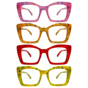 ZOECENT Reading Glasses Women Blue Light Blocking Large-Frame Spring Hinges Glasses +1.5 +1.75 +2.0 +2.25 +2.0 Diopter