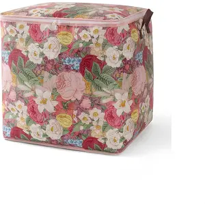Storage Basket Bins for Organizing, 100L Retro Rose Collapsible Storage Cube Box with Handles for Pantry, Shelves, Office, Girls Boys Room, Toys, Clothes, Blankets, Books, Closet and Decorative Home Organization