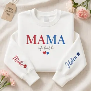 Personalized Mama Sweatshirt , Custom Kids Names Embroidered Mom Gift