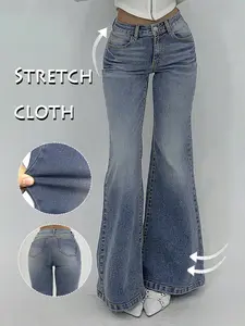 GILIPUR Y2K Women's High-Stretch Big Flared Vintage Wash Jeans, Women's Vintage High Waisted Flare Jeans, Starched Jeans Girls, 90s Outfits, Mom Jeans, Fit Jeans, Cute Bell-Bottomed, Denim Trousers For All Seasons And All Occasions，Kardashian Style