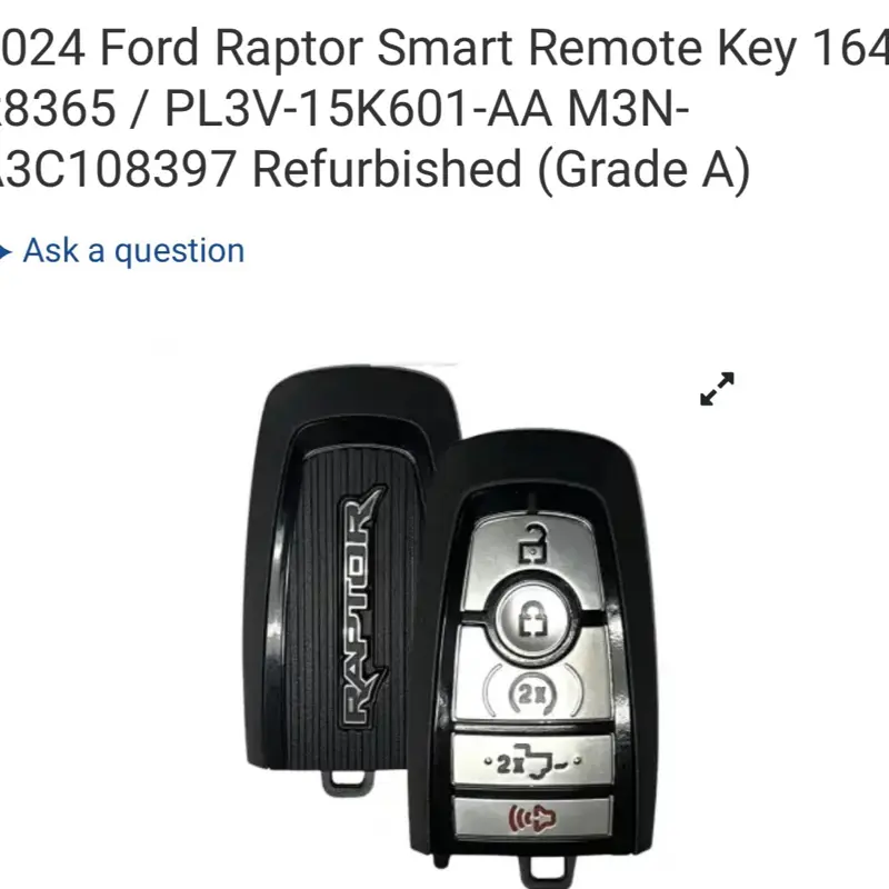 2024 Ford Raptor Smart Remote Key 164-R8365 / PL3V-15K601-AA M3N-A3C108397