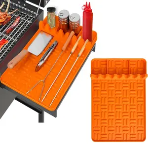 Food Grade Silicone Multi-Functional Grill Rack Side Drain Pad, Anti-Slip Thick Design, Kitchen BBQ Accessory, Oil Resistant, Durable, Barbecue Accessories
