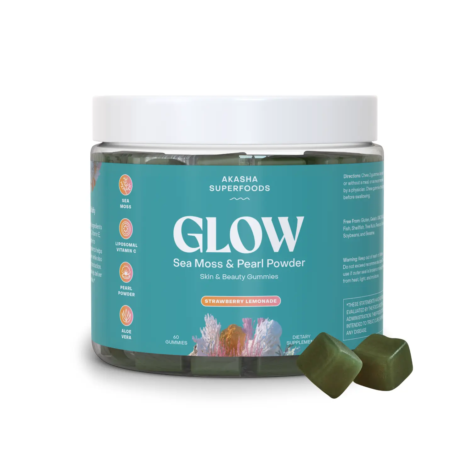 Sea Moss & Pearl Powder Glow Gummies - Supplement for Collagen & Skin - Edible Sea Moss & Pearl Powder Glow Gummies - Supplement for Collagen & Skin - Edible