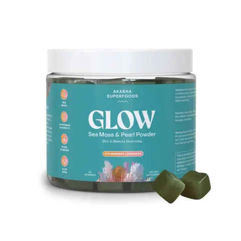Akasha Sea Moss & Pearl Powder GLOW Gummies - Supplement for Collagen & Skin - Edible