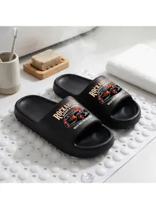 1pc Rockabilly Vintage Car Slippers/Sandals - Slip-On EVA Sole with Retro Car, /Outdoor Beach Footwear Suitable for All Seasons, Casual Comfortable for, Vacations, and Casual Attire